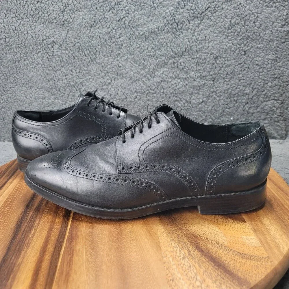 Cole Haan Grand OS Jefferson Shoes Black Leather Mens 9.5 M Oxford Dress C23793‎